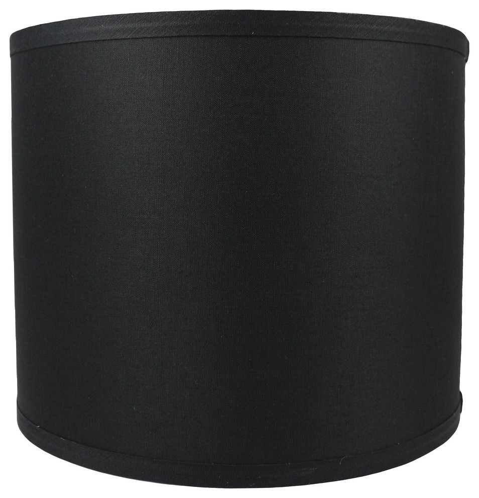 Classic Drum Smooth Linen Lamp Shade, Black, 12"
