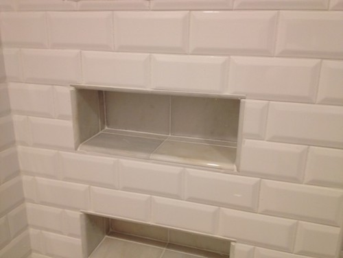 Bathroom niche for beveled subway tile - Last photo -