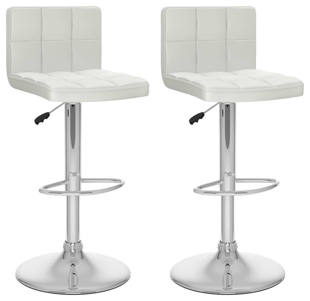 Verona Bar Stools, Set of 2, White Contemporary Bar Stools And