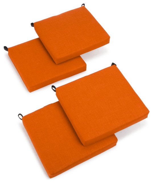 20"x19" Spun Polyester Chair Cushion, Set of 4, Tangerine Dream