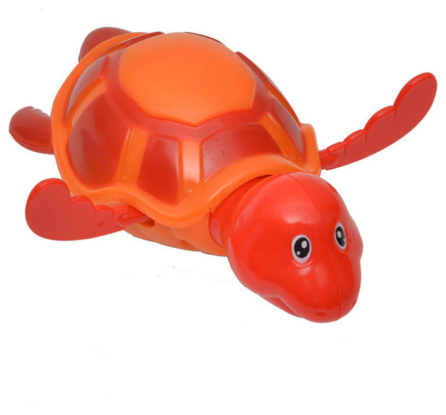 Funny Wind Up Swimmer Turtle Bathtub Baby Toy Red Orange