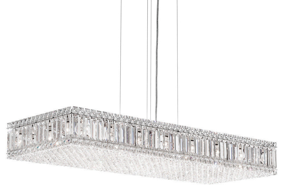 Quantum 23-Light Island Pendant, Stainless Steel, Clear Crystals