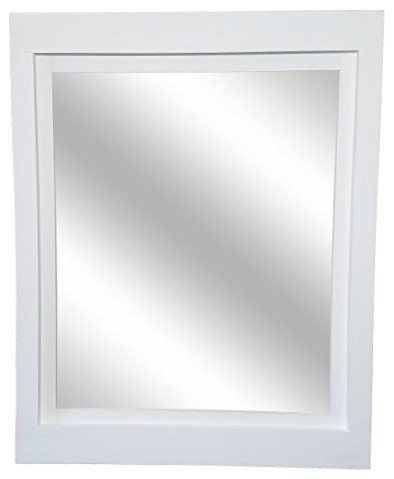 Bright White Farmhouse Style Vanity, White Framed Bathroom Mirror 24 X 30