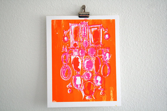 Cameo Fluorescent Silhouettes Screenprint by HHOP