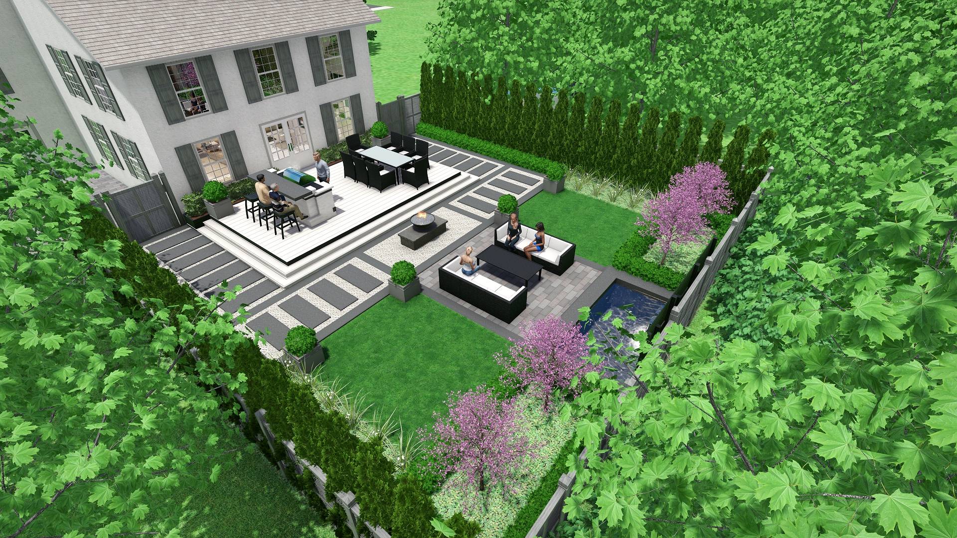 Rosedale Backyard Modern Formal Landscape Design