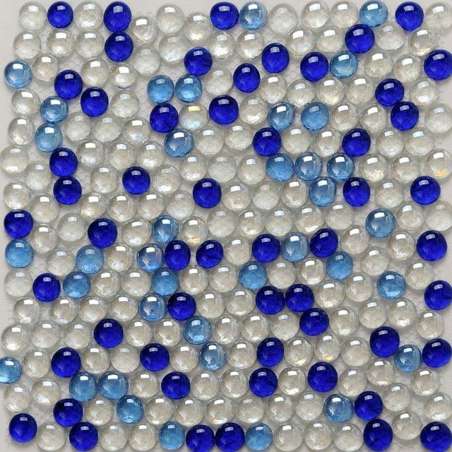 Glass Tiles Backsplash Wall Decor Blue White Mix Pebble Tile Mosaic