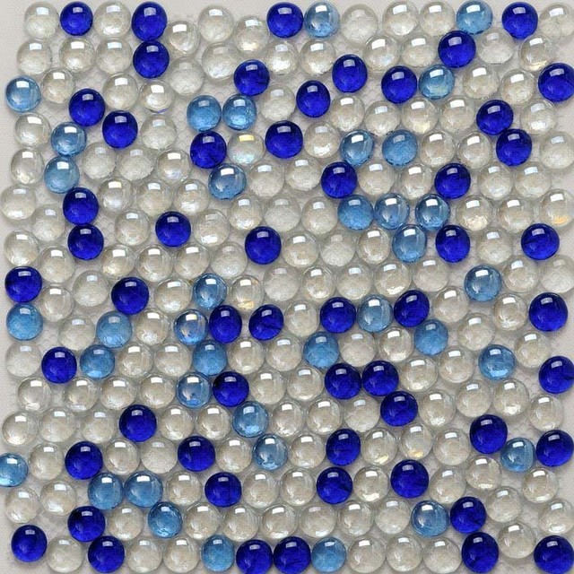 Glass Tiles Backsplash Wall Decor Blue White Mix Pebble Tile Mosaic Art ...