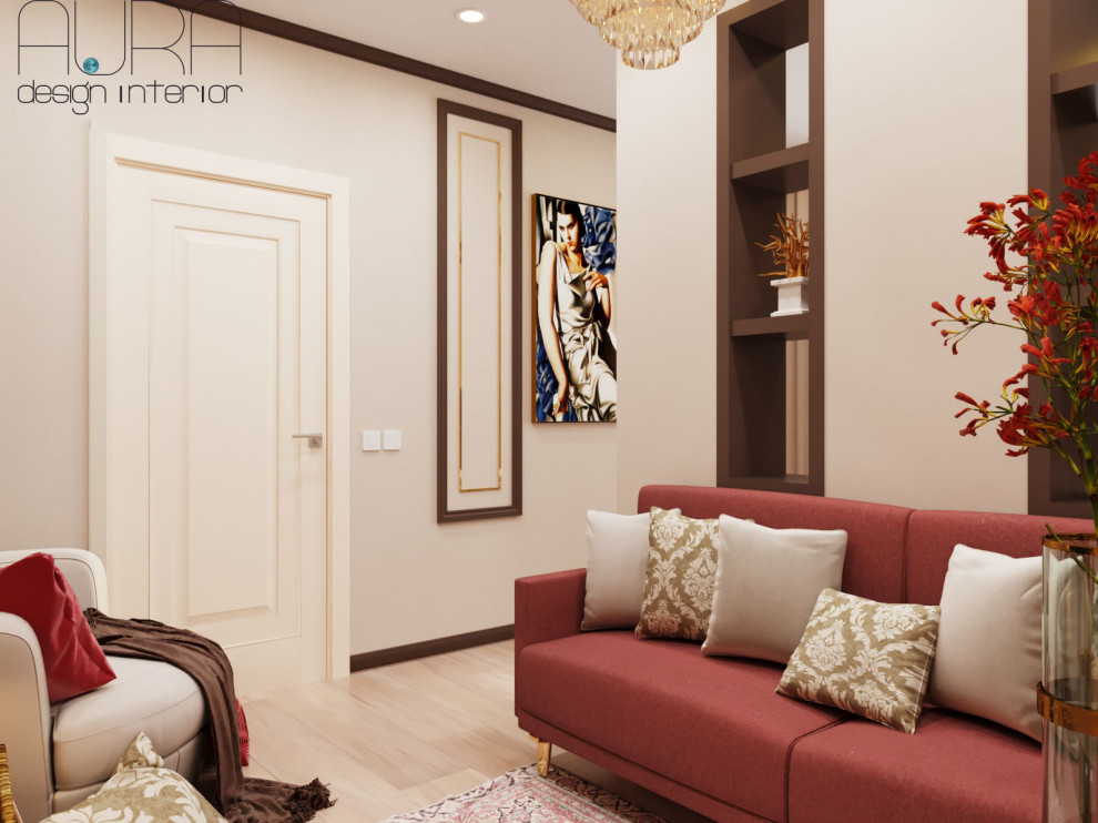 Дизайн квартиры, спальня гостиная в светлых тонах