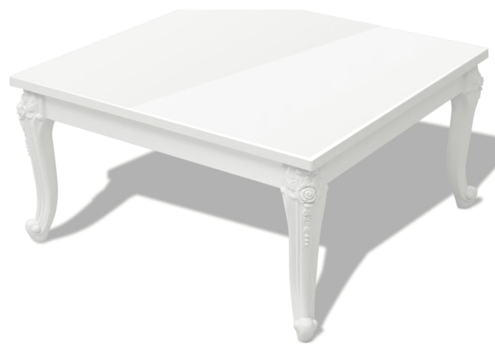 vidaXL High Gloss Coffee Side End Table Living Room Furniture White Rectangular Traditional