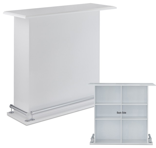 High Gloss White Bar Table With Back Open Storage Contemporary Wine And Bar Cabinets By Urban Designs Casa Cortes