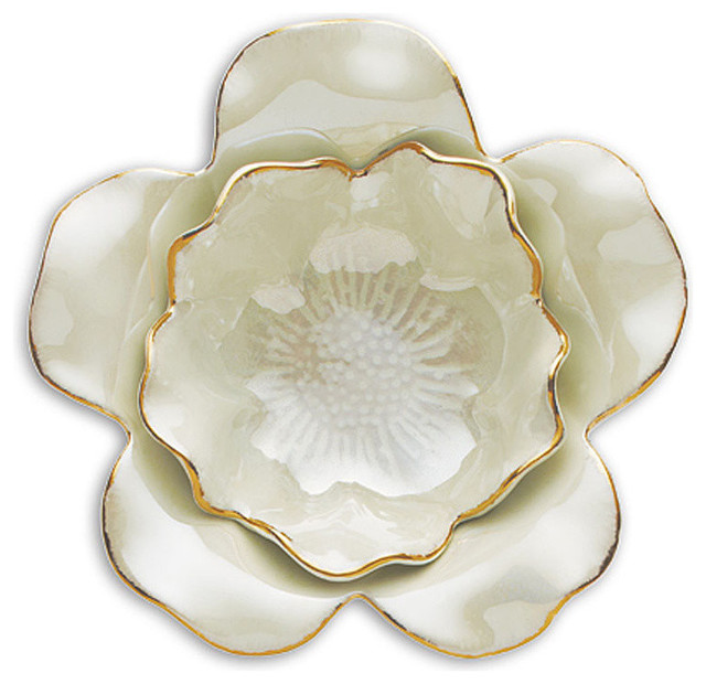 Small Ceramic Petal Bowl Transitional Decorative Bowls by Bliss