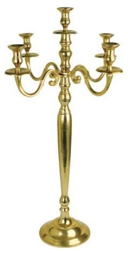 5 Arm Candelabra Candle Holder Gold Large