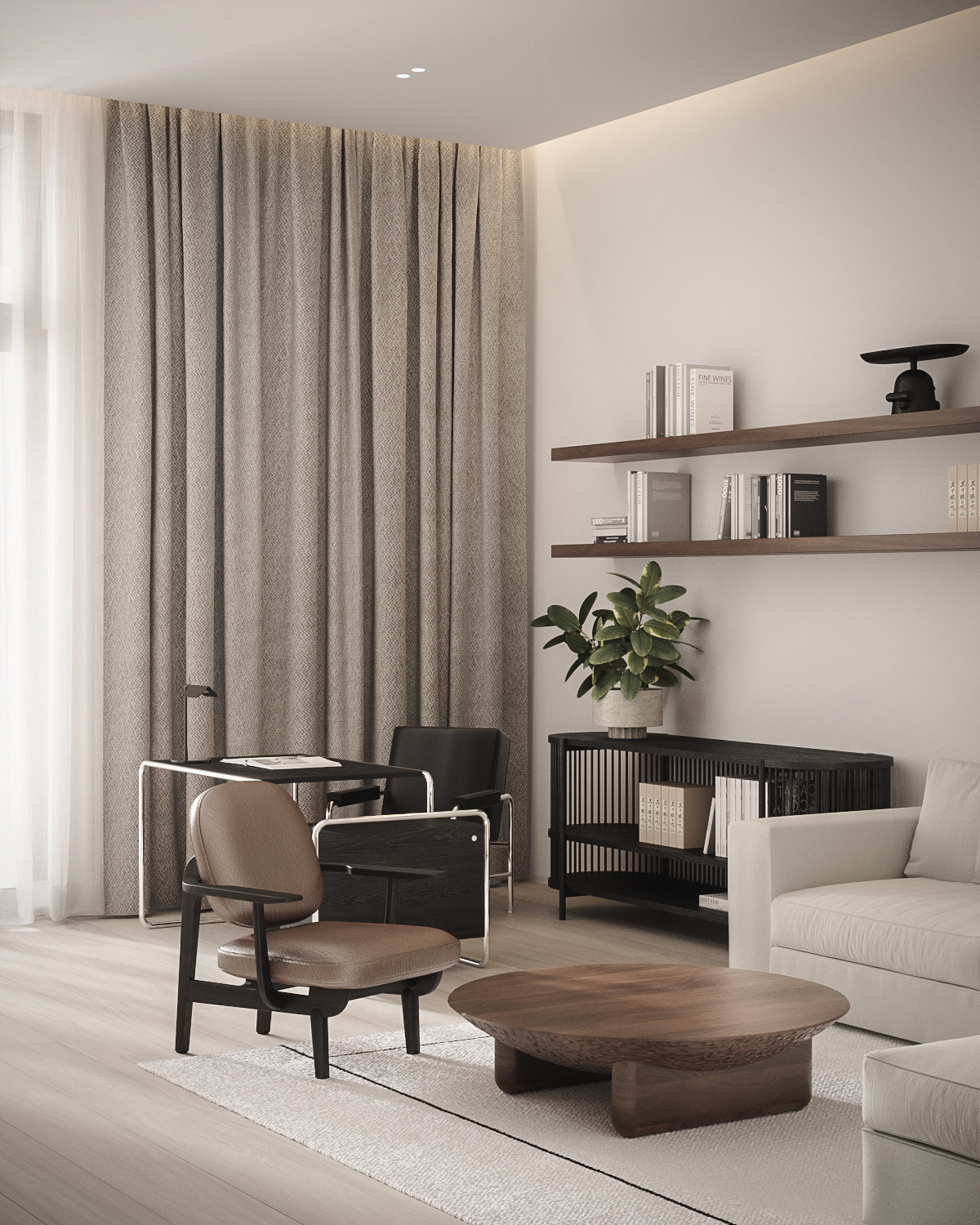 The Whale – Minimalist modern family room