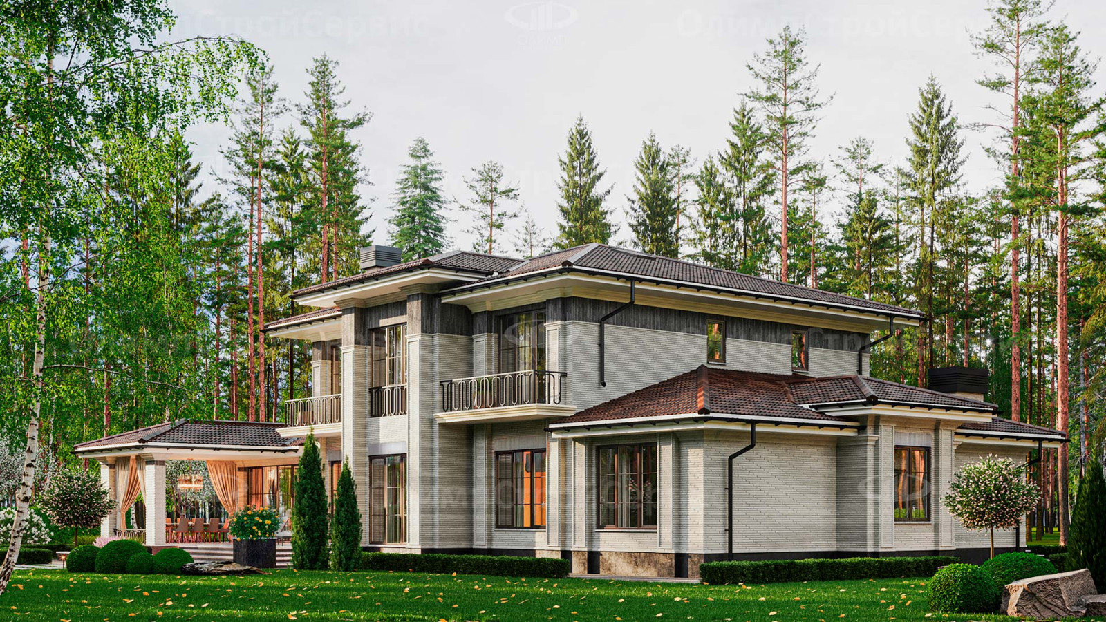 Двухэтажный дом «Трейси» в современном стиле с патио