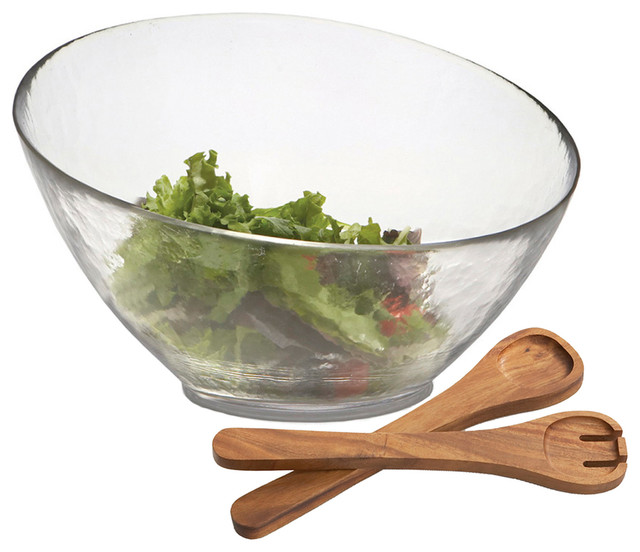 Shop Houzz Woodard & Charles 3Piece Glass Angle Salad Bowl Set