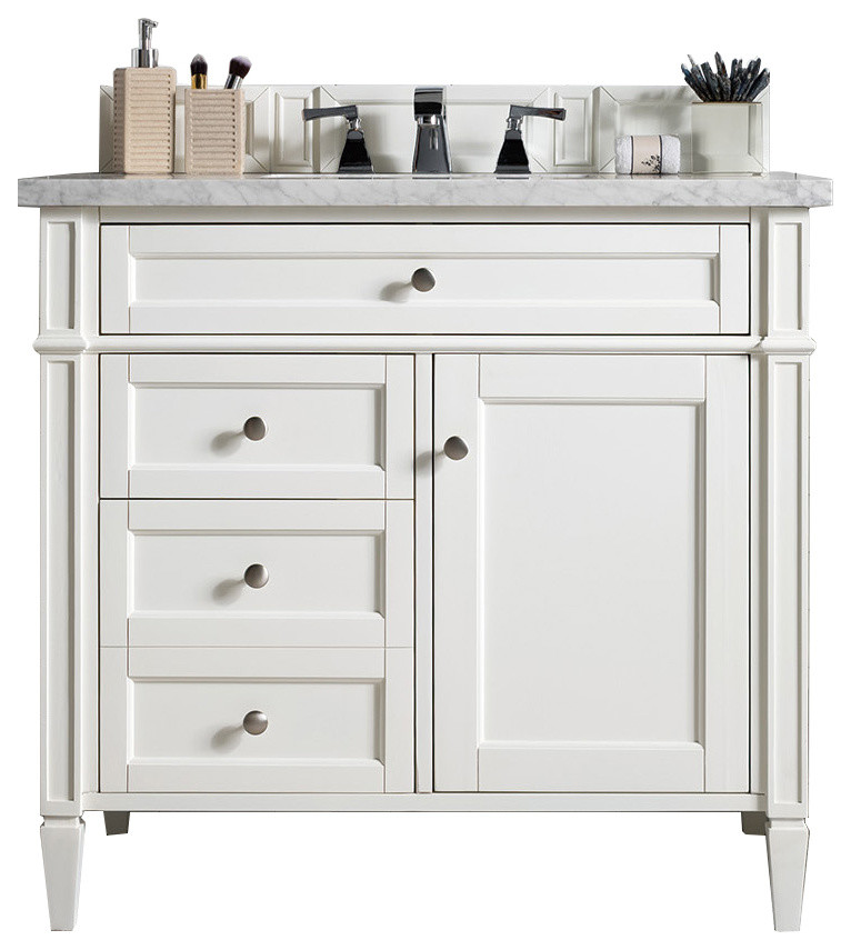 Brittany 36" Single Vanity Cottage White, Base Only Transitional Bathroom Vanities