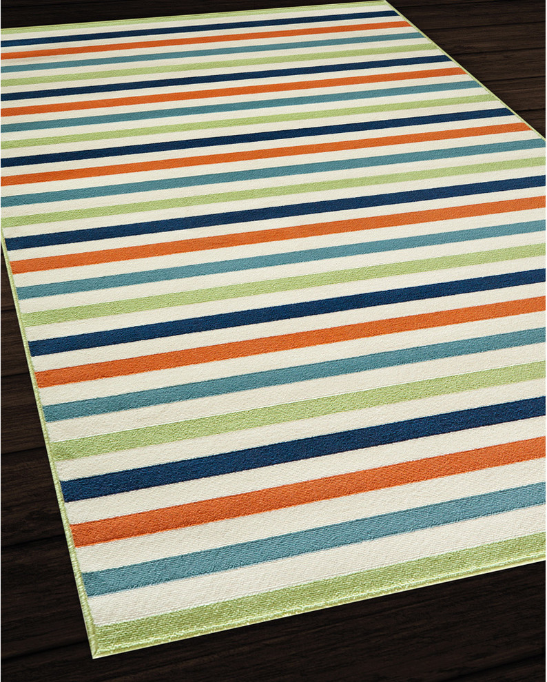 Indoor/Outdoor Multicolor Striped Rug (8'6 x 13')