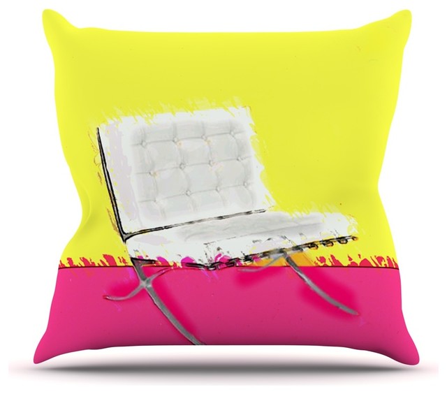 Oriana Cordero quot;Barcelona Chairquot; Pink Yellow Throw Pillow  Contemporary  Outdoor Cushions And 