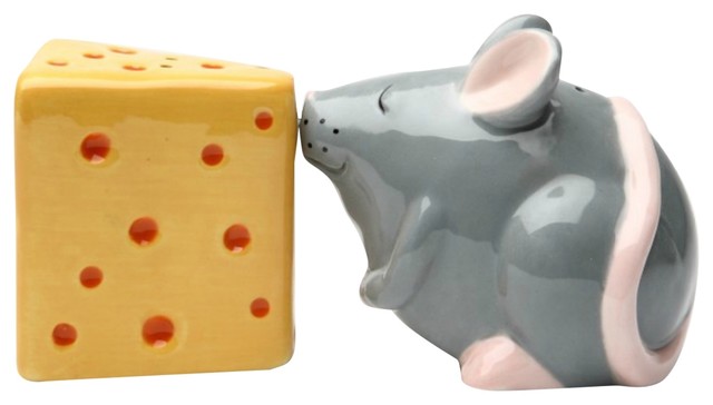 Mouse and Cheese Salt and Pepper Shaker Set
