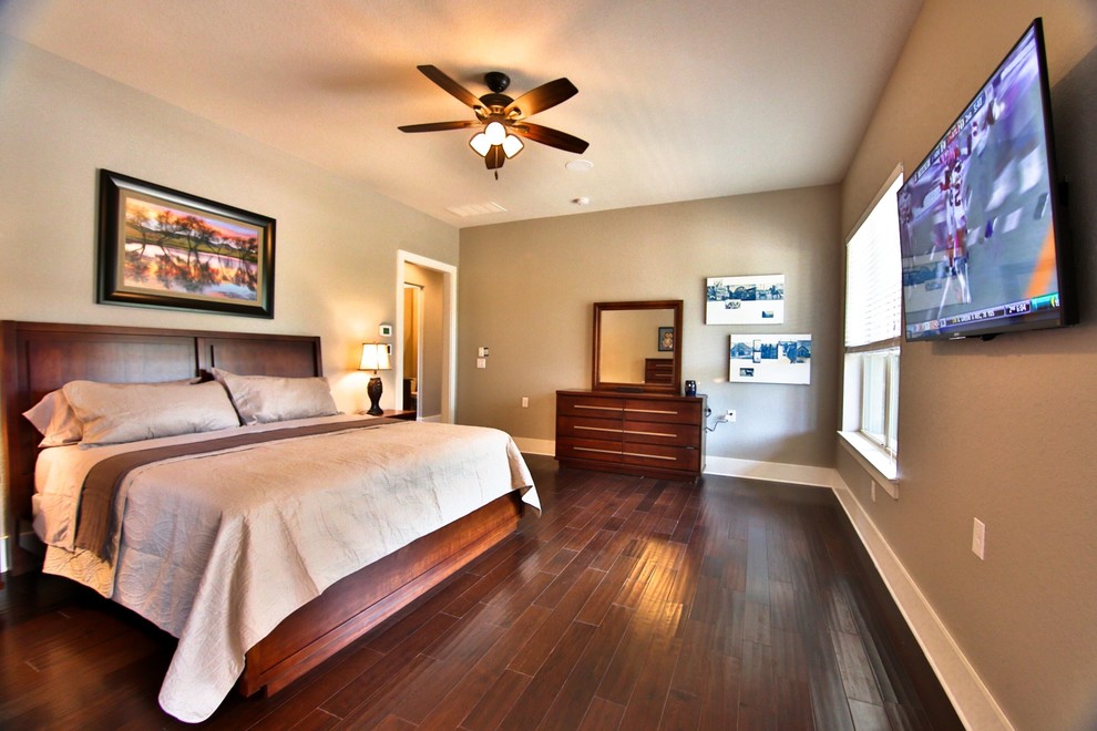 Inspiration for a rustic bedroom remodel in Austin