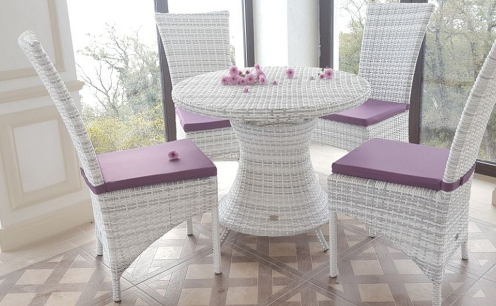 Обеденный комплект плетеной мебели из искусственного ротанга
