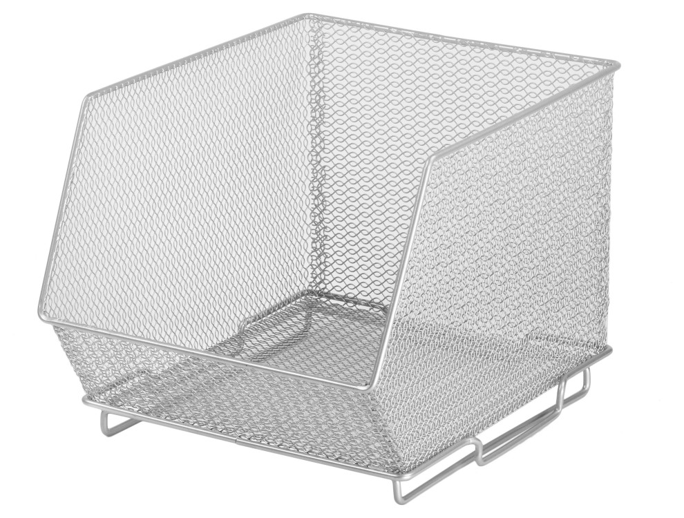 Mesh Stacking Bin Silver Storage Bins And Boxes by YBM HOME INC