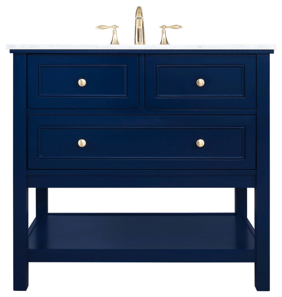 36" Single Bathroom Vanity, Blue, Vf27036Bl Transitional Bathroom