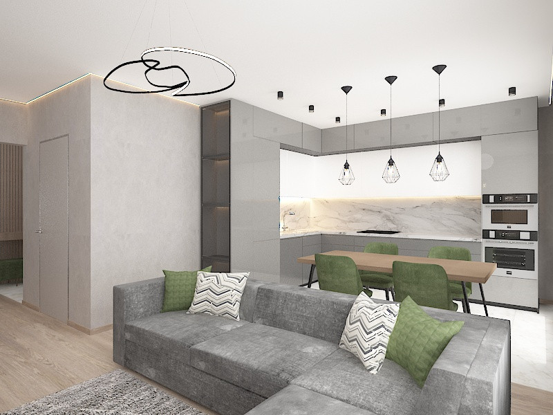 Квартира в современном стиле с элементами лофта, 90 Кв.м