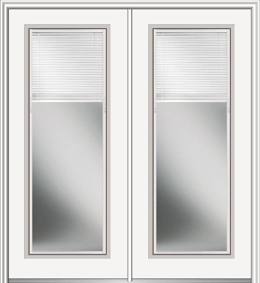 Internal Blinds Steel Double Door Full Lite, 74"x81.75", Hand In-Swing: Left