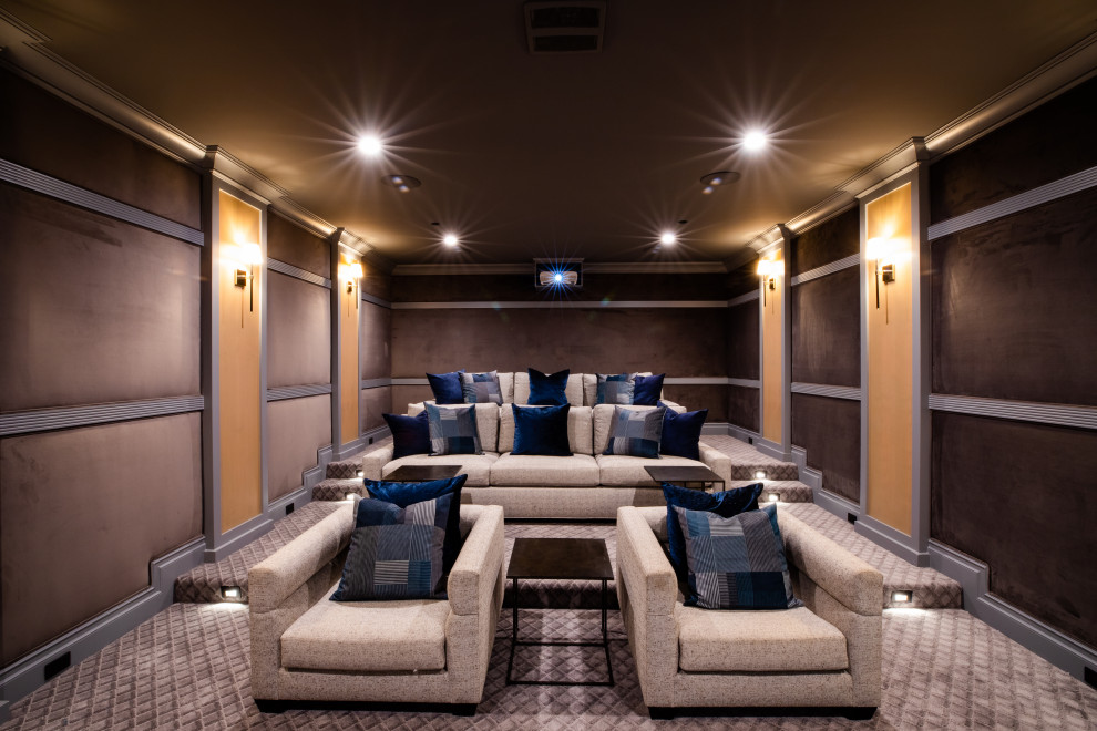 Inspiration for a transitional home theatre in Orange County.