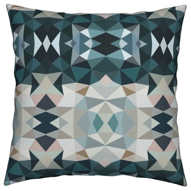 Teal Lake Geometric Green Tribal Aztec Navajo Throw Pillow