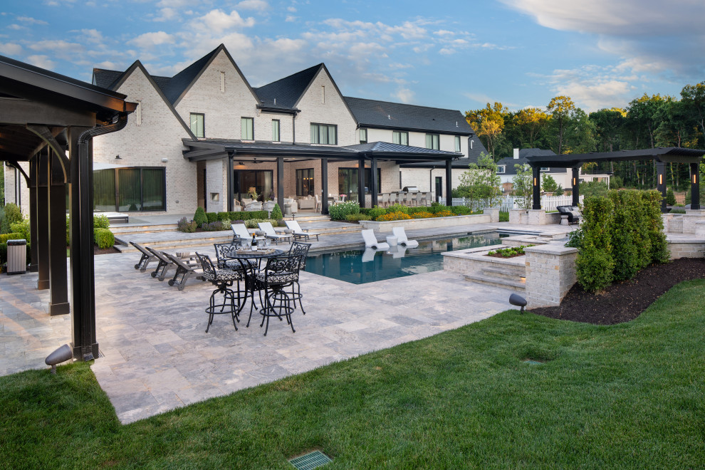 Example of a transitional rectangular pool landscaping design in DC Metro