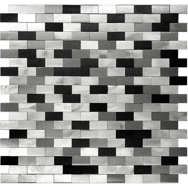 In Stock 3d Metal Aluminum Black White Gray Mosaic Kitchen Backsplash Tile Modern Mosaic Tile By Backsplash Houzz