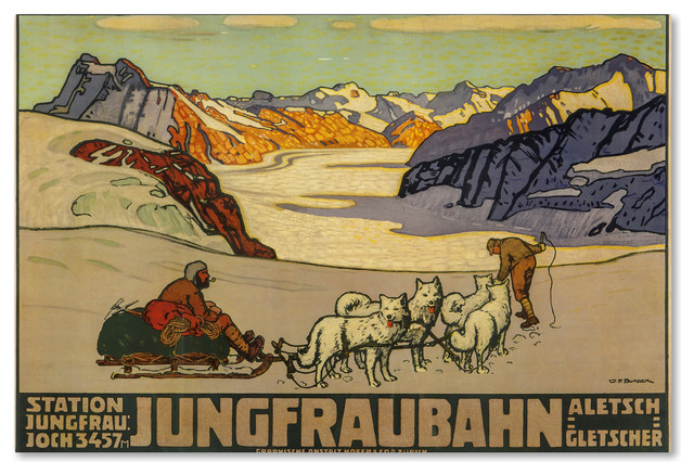Jungfrau Bahn vintage ski travel poster repro 16x24