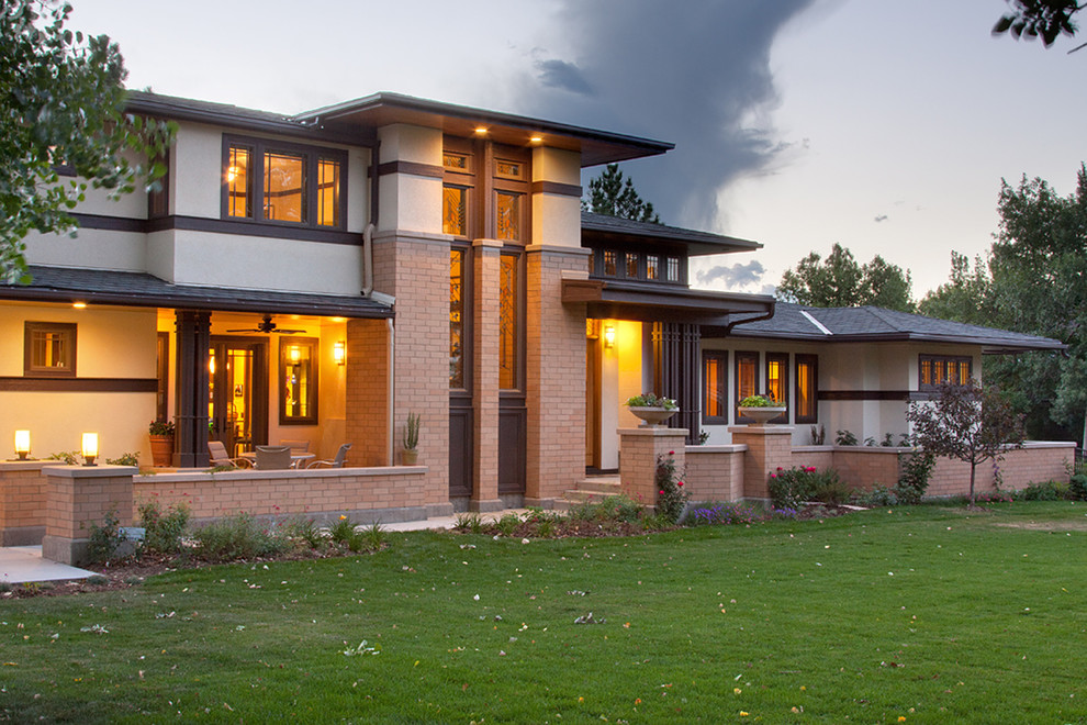 Design ideas for an arts and crafts brick exterior in Denver.