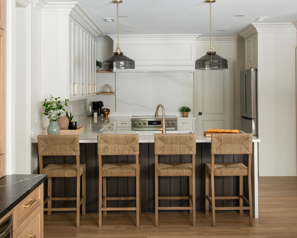 Example of a transitional kitchen design in Raleigh