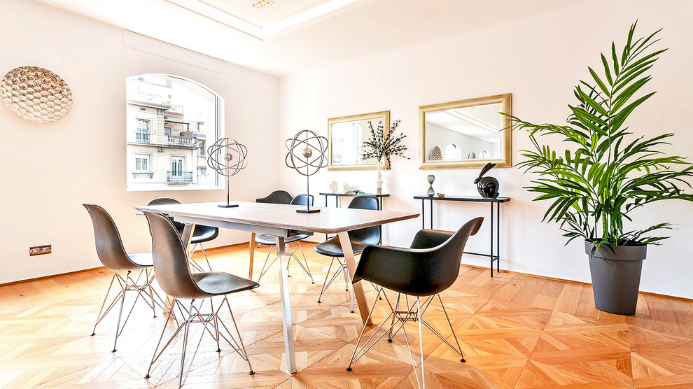 Modelo de comedor nórdico grande abierto