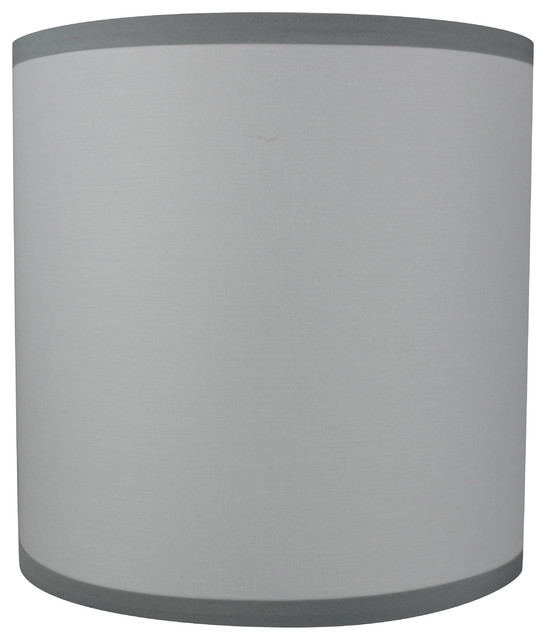 Clic Drum Cotton Lamp Shade 10 X10 Off White Gray Trim Clic Drum Cotton Lamp Shade 10 X10 Off White Gray Trim