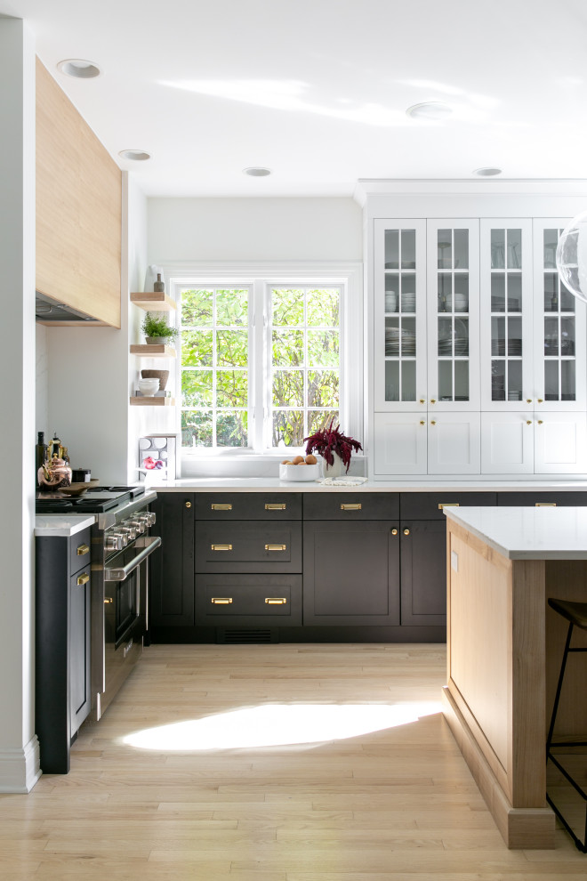 Example of a transitional kitchen design in Chicago