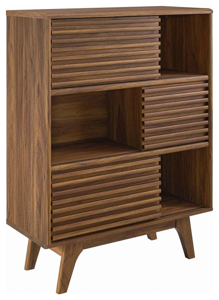 Render Three-Tier Display Storage Cabinet Stand, Walnut