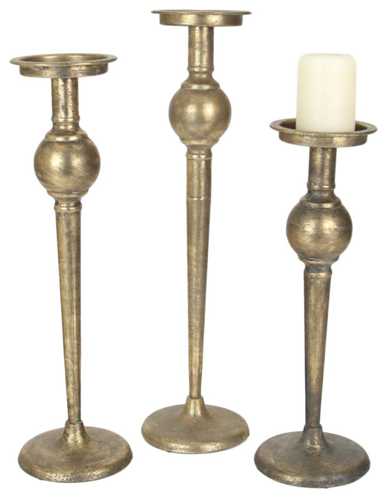 Tall Brass Candlestick with Center Tray