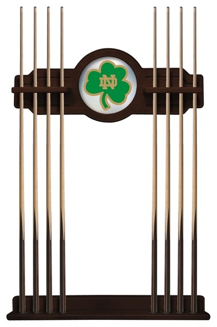 Notre Dame Leprechaun Cue Rack In Navajo Finish Contemporary Notre Dame Shamrock Cue Rack In English Tudor Finish