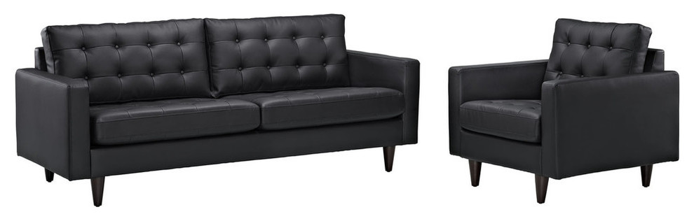 Modern Contemporary Living Room Sofa and Armchair Set of 2 Black - Contemporary - Living Room 