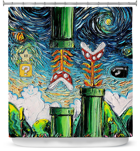 Van Gogh Super Mario Bros Shower Curtain