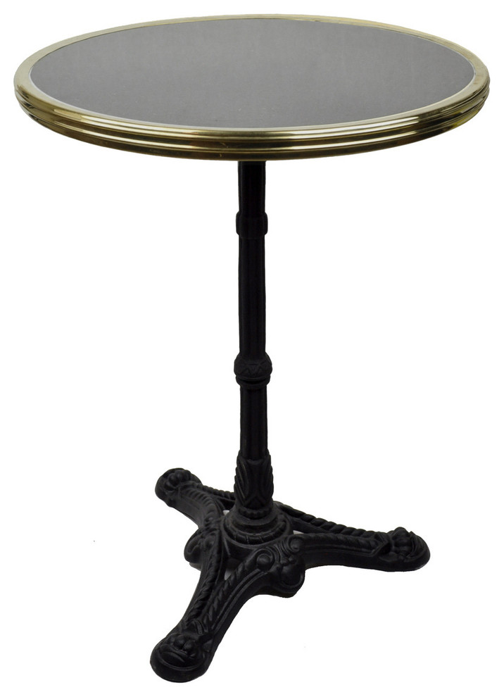 French Bistro Table, Black Marble and Iron Base, 20" Diameter - Traditional  - Indoor Pub And Bistro Tables - by Maison Absinthe | Houzz