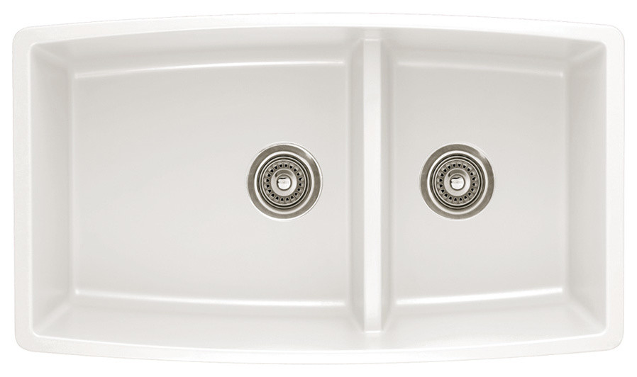 Blanco 441310 19"x33" Granite Double Undermount Kitchen Sink, White