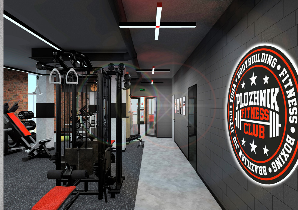 эскиз фитнес клуба для сети PLUZHNIK FITNESS CLUB