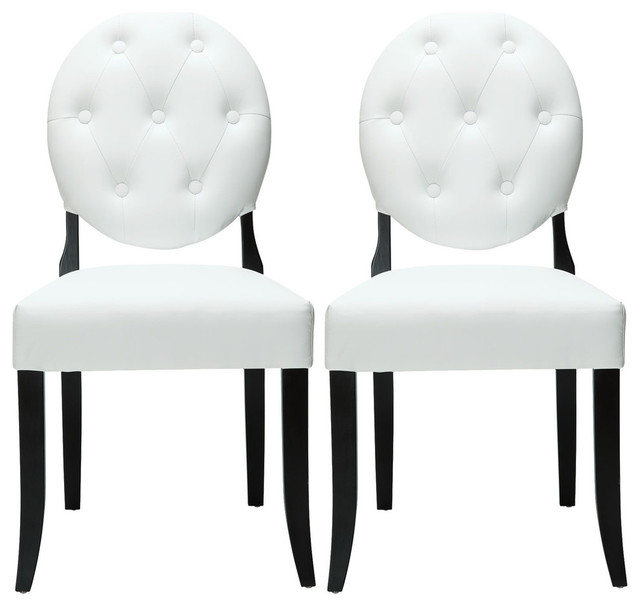 Modern Contemporary Kitchen Dining Chairs Set of 2 White Transitional