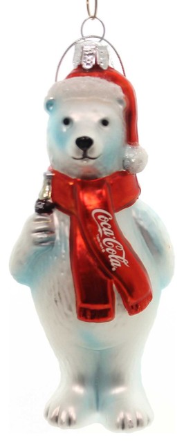 Holiday Ornaments Coca Cola Polar Bear Glass Licensed Hand Crafted