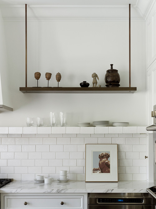 How To Arrange Open Shelves In The Kitchen, How Much Space Between Open Shelves In Kitchen